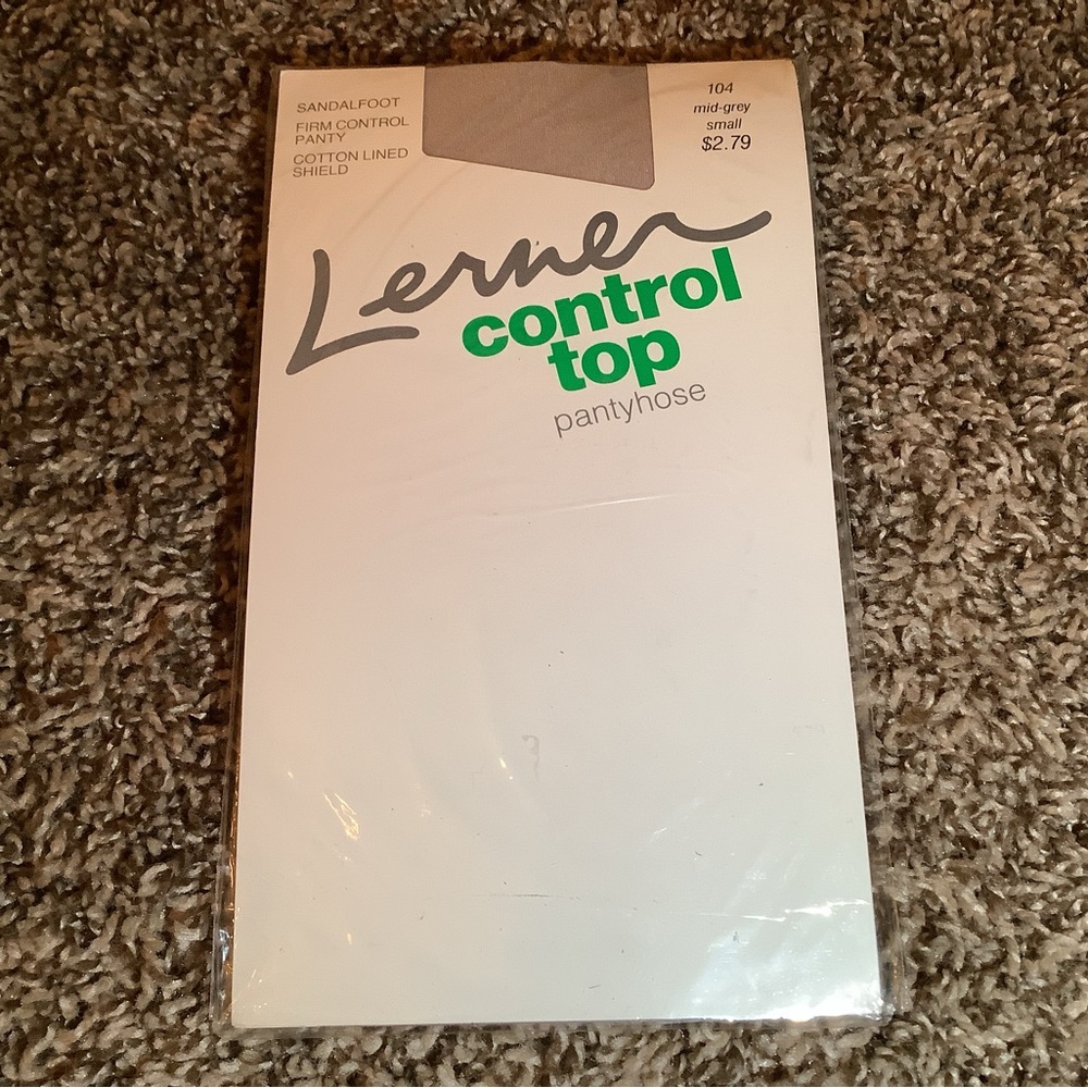 Vintage Lerner control top pantyhose, color mid-grey, size: S